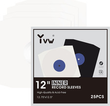 25Pcs Vinyl Record Inner Sleeves, White Kraft Paper Record Sleeves with Pol