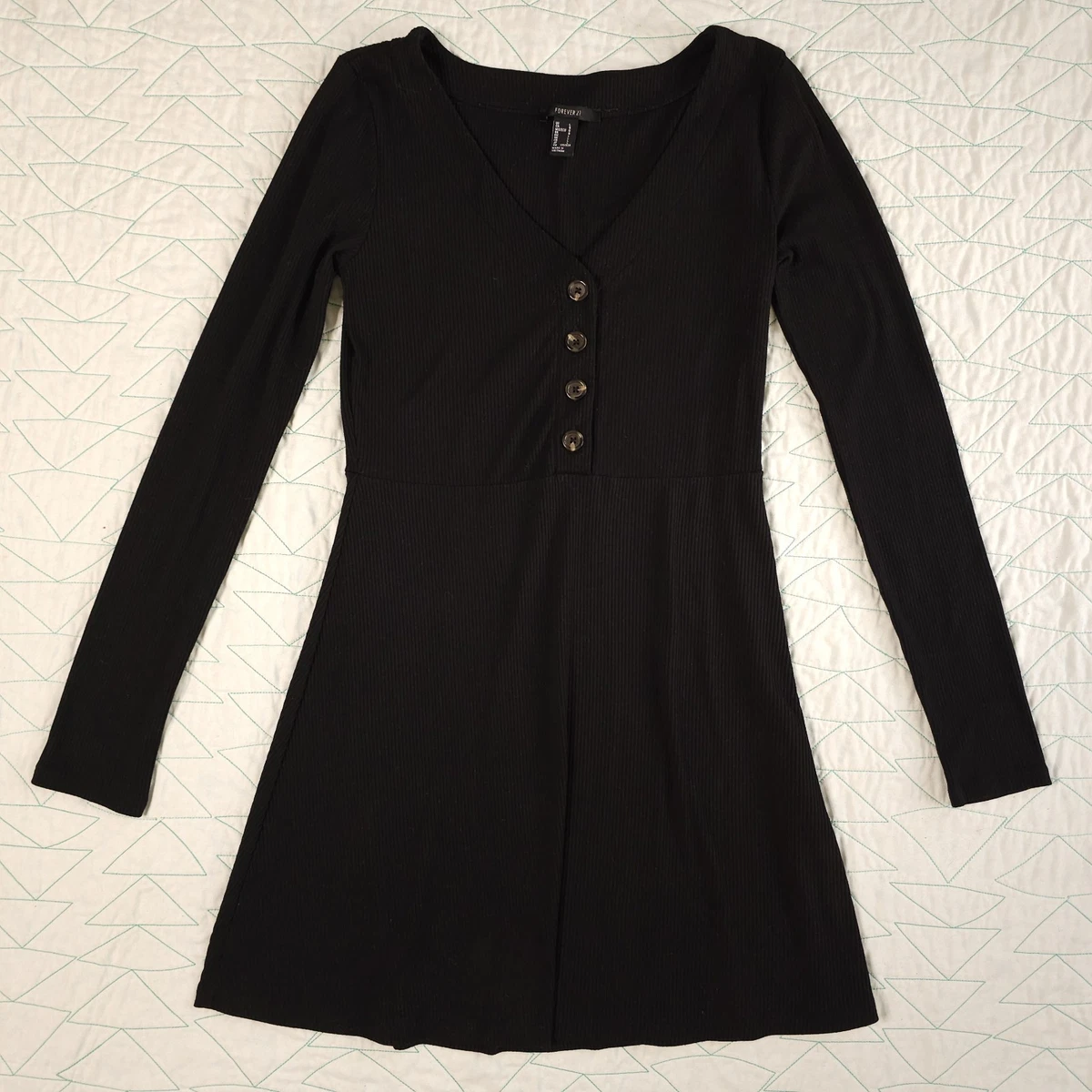 knee length dresses for ladies Forever 21 Size S Black & Aqua Preloved Dress – Sweet Repeats main image 0
