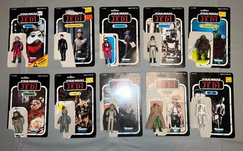10 Vintage Star Wars Action Figure CARDBACK Lot with FIGURES ROTJ Kenner