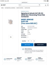 Sprecher Schuh CA7-85-10-220W Non-Reversing Three Pole Contactor