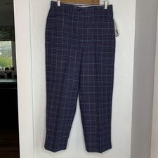 Vintage NWT Lizgolf by Liz Claiborne navy blue red white plaid pants 1980's