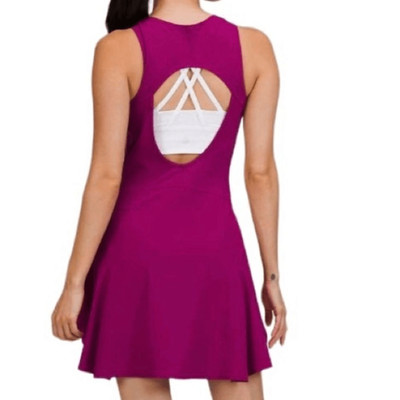 Lululemon Everlux Short-Lined 6  Inseam Tennis Tank Top Dress Magenta Purple S6