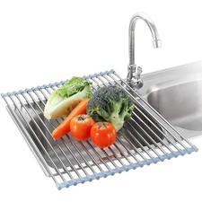 Roll Up Dish Drying Rack Over The Sink Foldable Drainer Mat for RV Kitchen