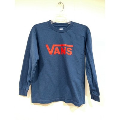 Vans Blue Red Logo Graphic Long Sleeve Shirt Size XL