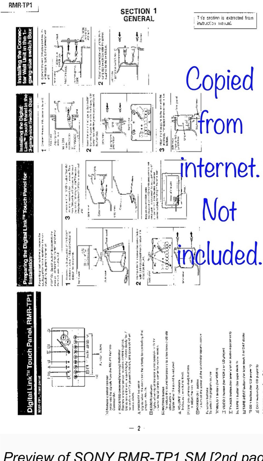 Vintage Sony RMR-TP1 Control Keypad DST Multi Room Audio System Touch Panel READ
