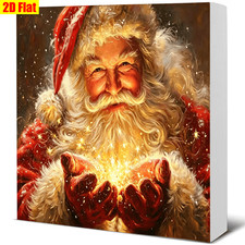 Vintage Santa Claus Glowing Star Wooden Box Sign Tabletop Mantel Decoration Gift