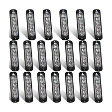 20 Pack LED Emergency Strobe Lights 6 LED Amber White Surface Mount Flashing ...