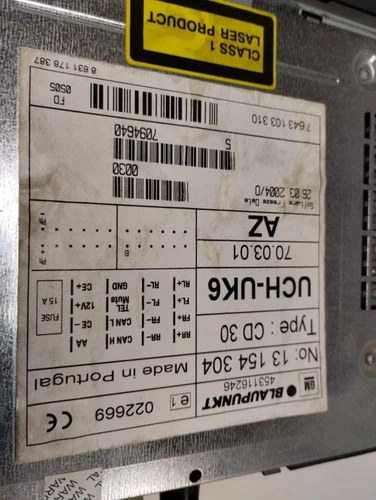13154304 Sistema Audio/Radio Cd para OPEL ASTRA H CARAVAN Cosmo 2005 156336 - Imagen 4 de 10