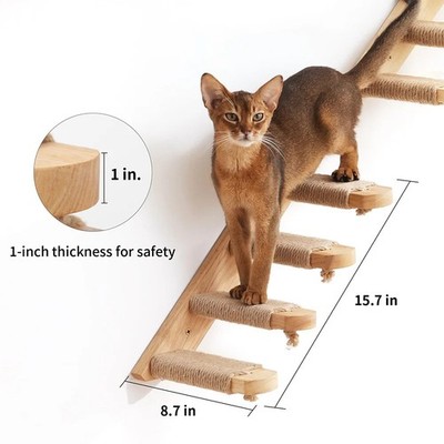 Wandmontage Katzenbaum Regale Holz Kratzbaum Hängematte Leiter Plattform Set