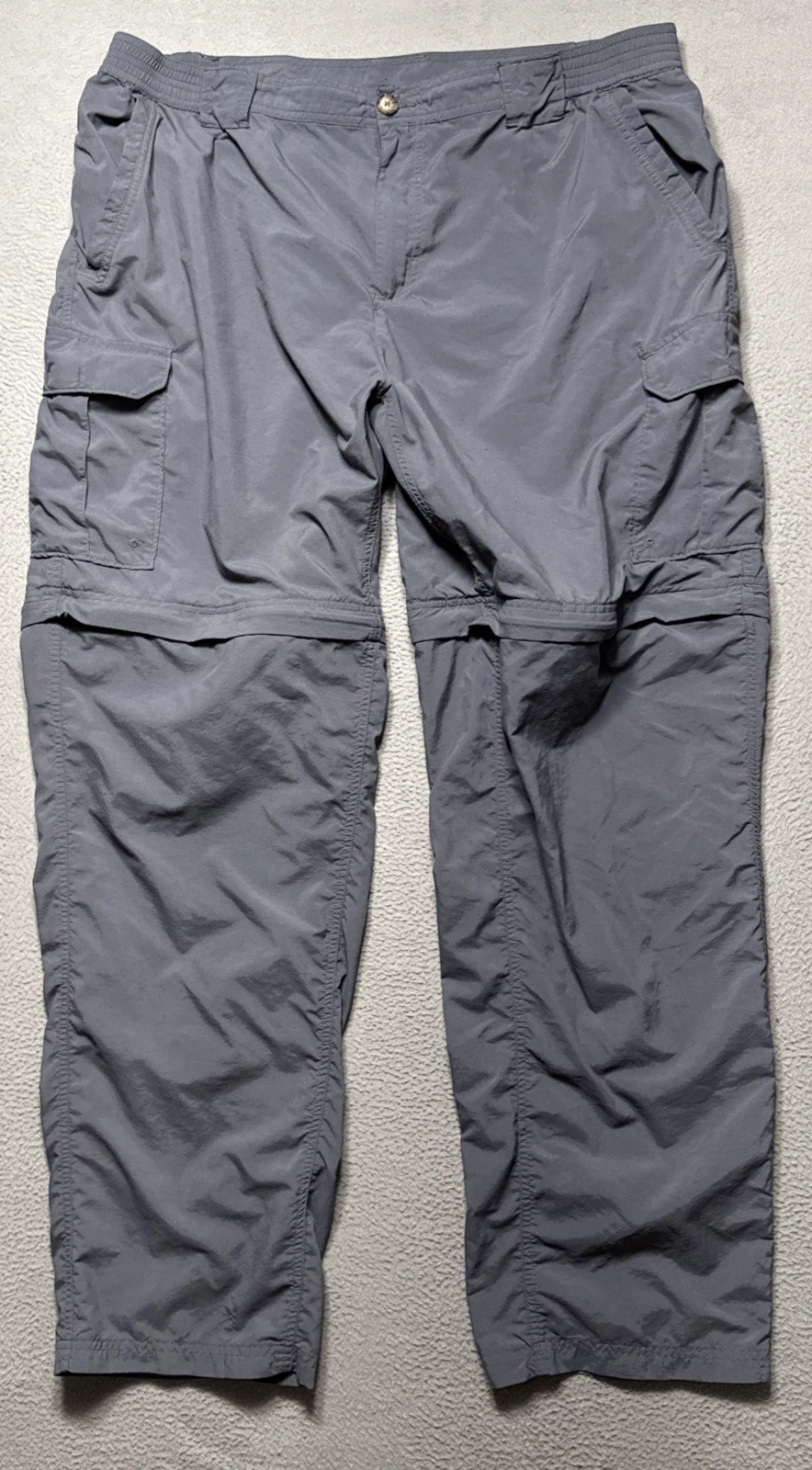 Columbia GRT Convertible Cargo Pants Mens Sz XXL 38x32 Gray Nylon Hiking Outdoor