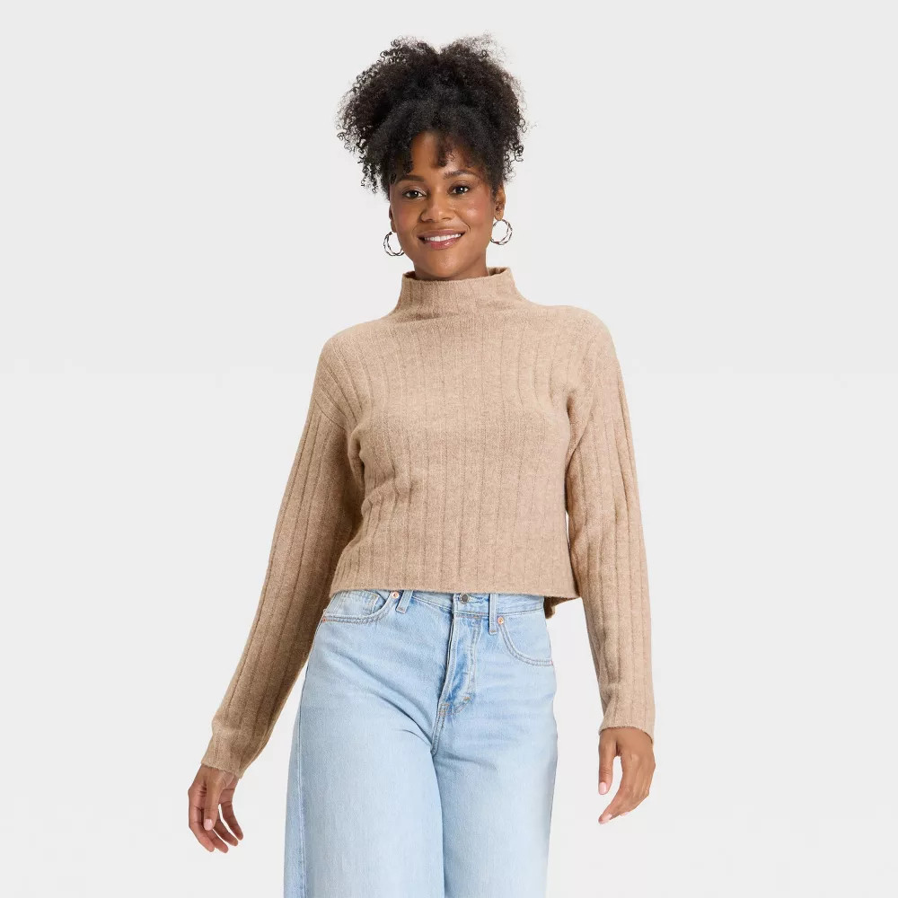 Women's Ribbed Mock Turtleneck Pullover Sweater - Universal Thread