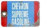 Vintage Enamel Metal Porcelain Chevron Supreme Gasoline Gas Pump Oil Tag Sign