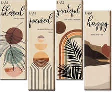 Yulejo Boho Art Prints Wall Decor 11 x 4 x 1 Inch, Set of 4, Mid-Century... 