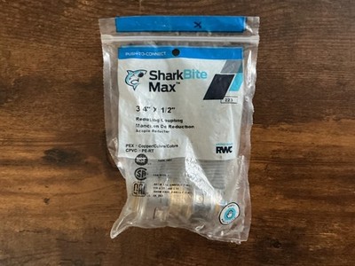 SHARKBITE U058LFA 1/2'' X 3/4'' BRASS PUSH-TO-CONNECT REDUCING COUPLING