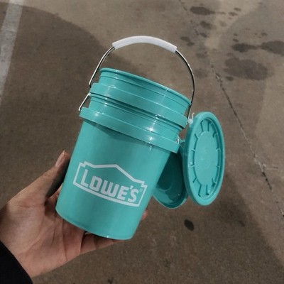  LOT OF 5  Teal Mini Lowe's Bucket w/ Lid  VIRAL FAST SHIP 