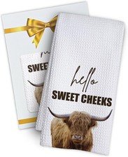 Highland cow bathroom decor hand towels, farmhouse bathroom decor towel, Western