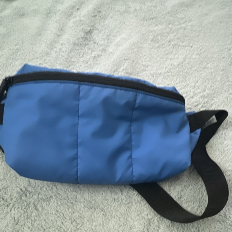 Calpak Blue/Black Nylon Waist Pack 1L Zip 2-Pocket Adjustable Strap Hiking