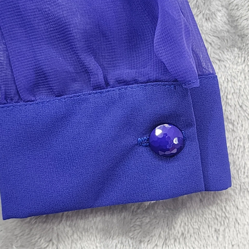 Vestido vintage de dama Hampton Nites para mujer 20 azul manga larga volantes dobladillo gasa Foto 4 de 4