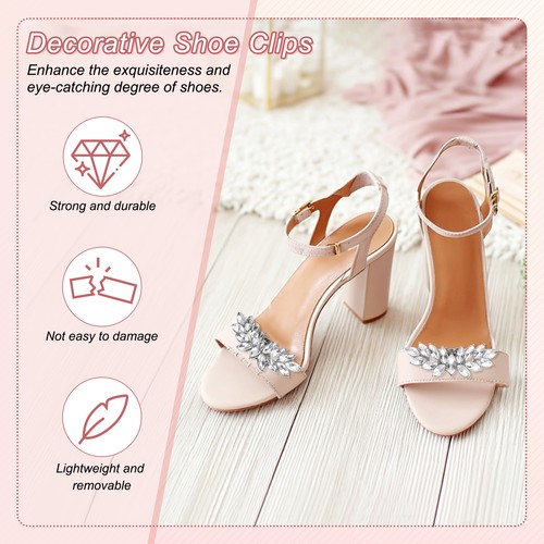 2-Pack Decorative Rhinestone Shoe Clips, Fashion Shoe Clips - Picture 2 of 7