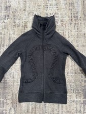 Womens Lululemon Jacket Size 4 Gray Cuddle Up Full Zip Glitter Yoga Casual