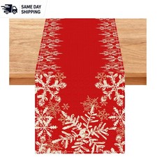 Cozy Red Snowflake Table Runner - Machine Washable Christmas Decor, 13x72