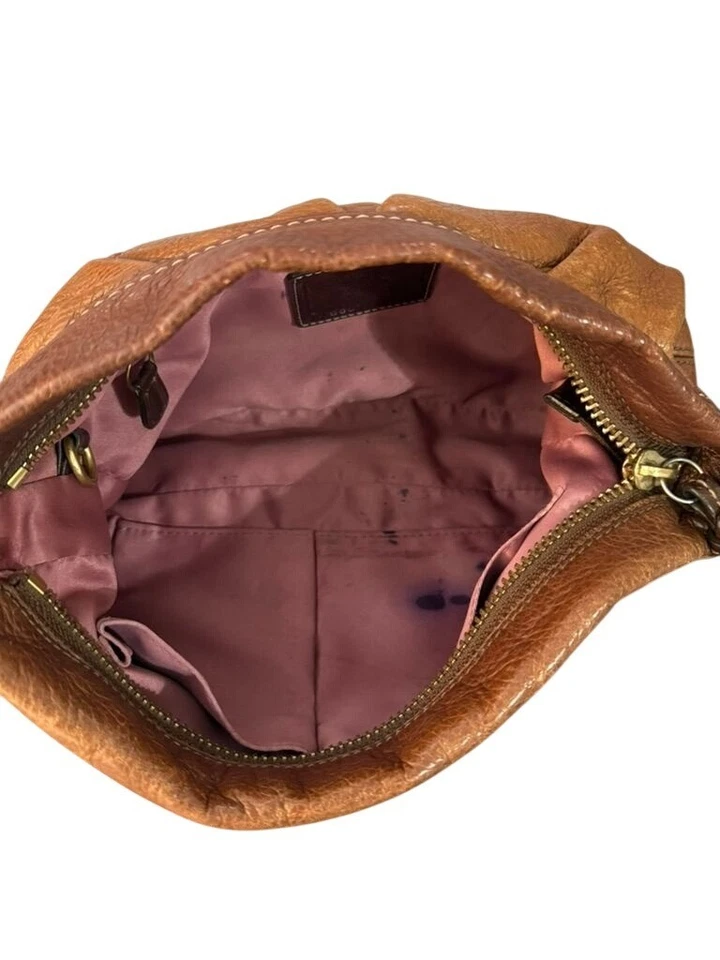 Винтажная сумка через плечо Coach 12917 Hamptons плиссированная коричневая шагреневая кожа хобо - Изображение 4 из 4