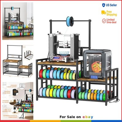 3D Printer Table with Filament Storage Stand Power Outlet Heavy Duty