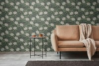 Tapete Im Floralen Stil Mit Blumen & BläTtern Strukturiert Matt – Schwarz, GrüN,