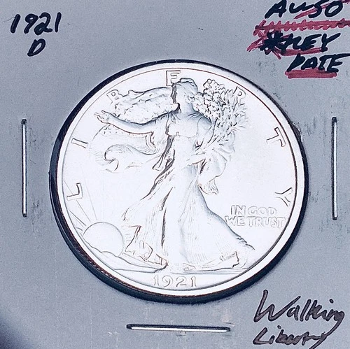 1921-D GEM AU+++! AMAZING MONSTER KEY DATE! WALKING LIBERTY HALF DOLLAR. WOW!