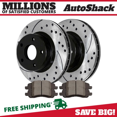 Front Drilled Brake Rotors Black & Pads for Jeep Patriot Compass Dodge