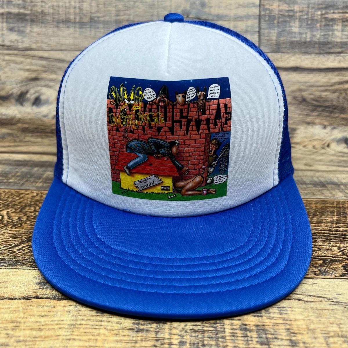 Retro Snoop Dogg Mens Trucker Hat Blue Snapback Doggy Style Album Cover Hip Hop