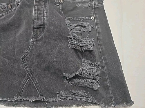 American Eagle Outfitters Skirt Distressed Black size 8 Raw Hem Button Front - Picture 7 of 9