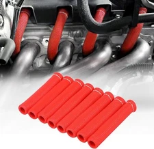 Red Spark Plug Wire Boots Thermal Protection Insulator Sleeve Fit Ford
