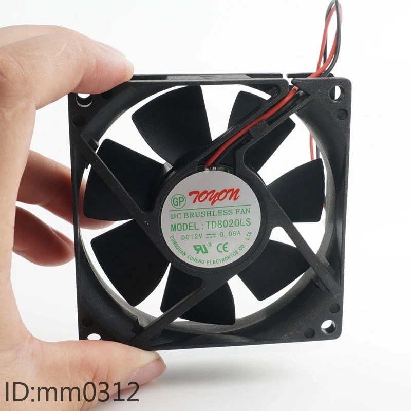 TD8020LS 12V 0.08A 8CM Fan for drinking machine 8020 80*80*20MM 2-pin - Image 2 of 4