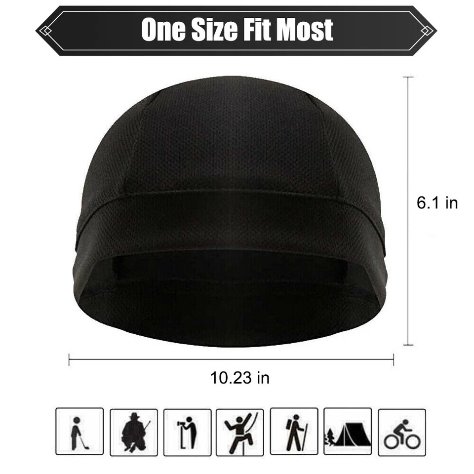 3x Helmet Liner Skull Cap Sweat Wicking Quick-dry Beanie Hat For Cycling Running - Image 3 of 4