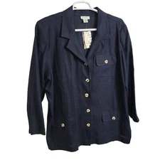 Avenue NWT Size 18 20 Jacket Shirt Linen Hemp Button Down Pockets Notch Lapel