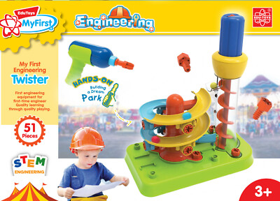 EDU-Toys MINT Kugelbahn Bausatz mit Hebeschraube Lernspielzeug für Kleinkinder