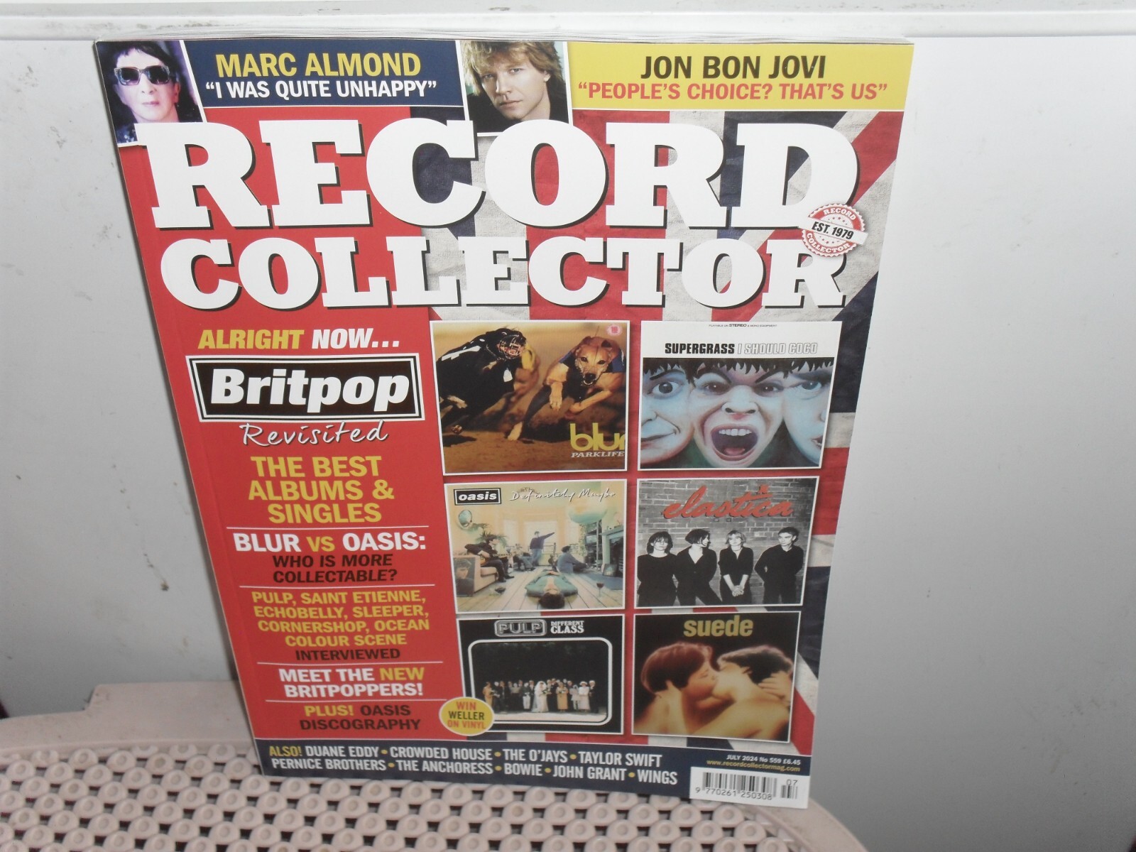 Record Collector magazine July '24 Britpop revisited, Blur v Oasis, Jon Bon Jovi