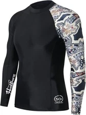 HUGE SPORTS Mens Splice UPF 50 Skins Long Sleeve Lo-Split 2XL