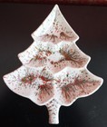 VTG Art Pottery Speckle Christmas Tree Divided Section Signed MIA Serving Dish  — photo 1