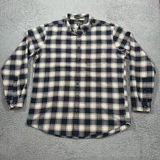Eddie Bauer Shirt Mens Large Tall Blue Beige Flannel Relaxed Fit Button Down