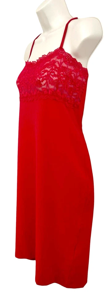 Camisón Nautica Chemise Rojo Talla XL Correa Ajustable Encaje Corpiño Romántico Sirena Foto 3 de 4