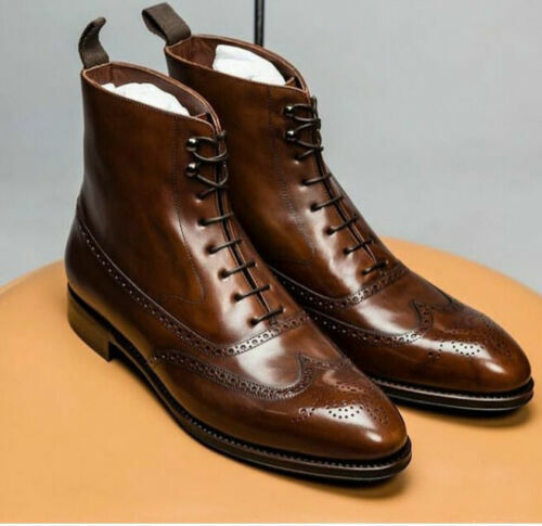 Handmade Men's Brown Fashion Brogue 
