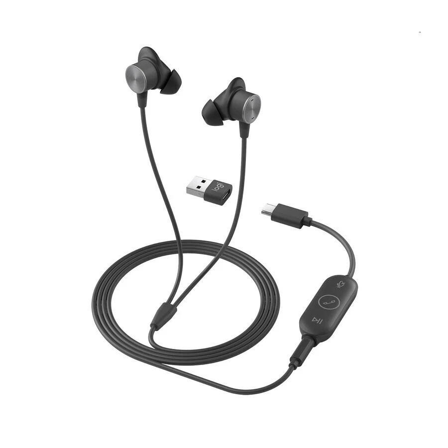 Logitech 981-001012 Zone Wired Earbuds - Stereo - Mini-phone (3.5mm), USB Type C - Image 2 of 2