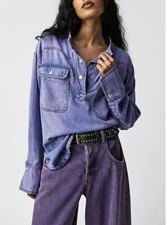 Nwot Free People Nona Trapeze Swing Top Lupine Overdye Sz XS Nwot $148