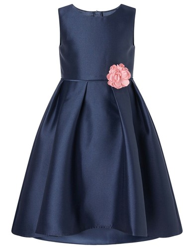 Monsoon Size 9 Sleeveless Corsage Belt Hi-low Navy Blue Girls Dress - Picture 2 of 7