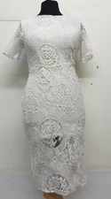 True Decadence Lace Pencil Dress White Size UK 12 REF &¥