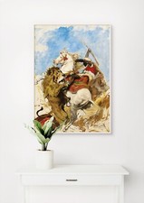 Arturo Michelena: Il leone e il moro. Stampa regalo museo giclée belle arti