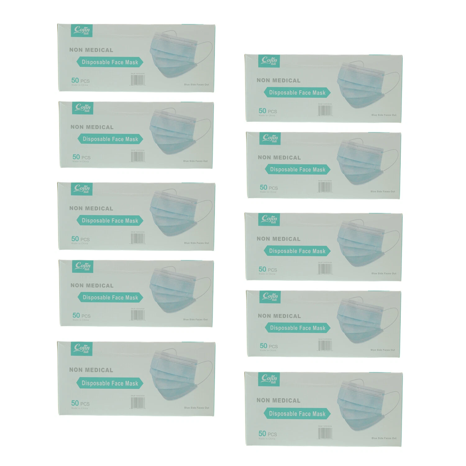 Cojin Disposable Face Masks, Non Medical, Face Cover Protection, 500 Count
