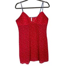 Vintage Y2K Victoria Secret Nightie Dress Large Sheer Babydoll Red Floral Padded